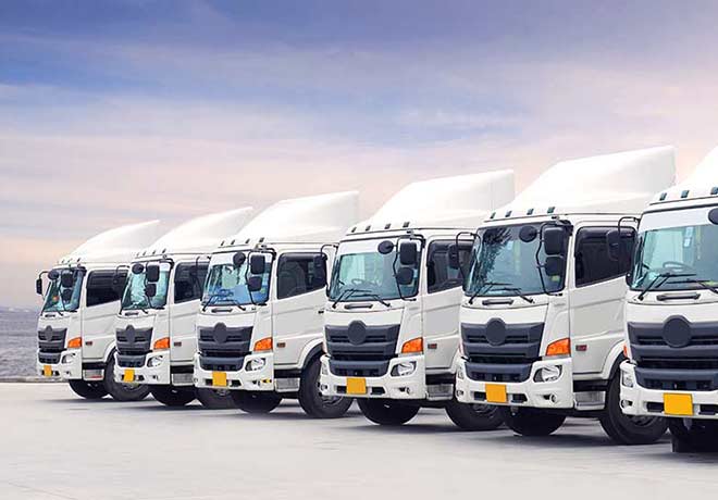 fleet of heavy duty trucks
