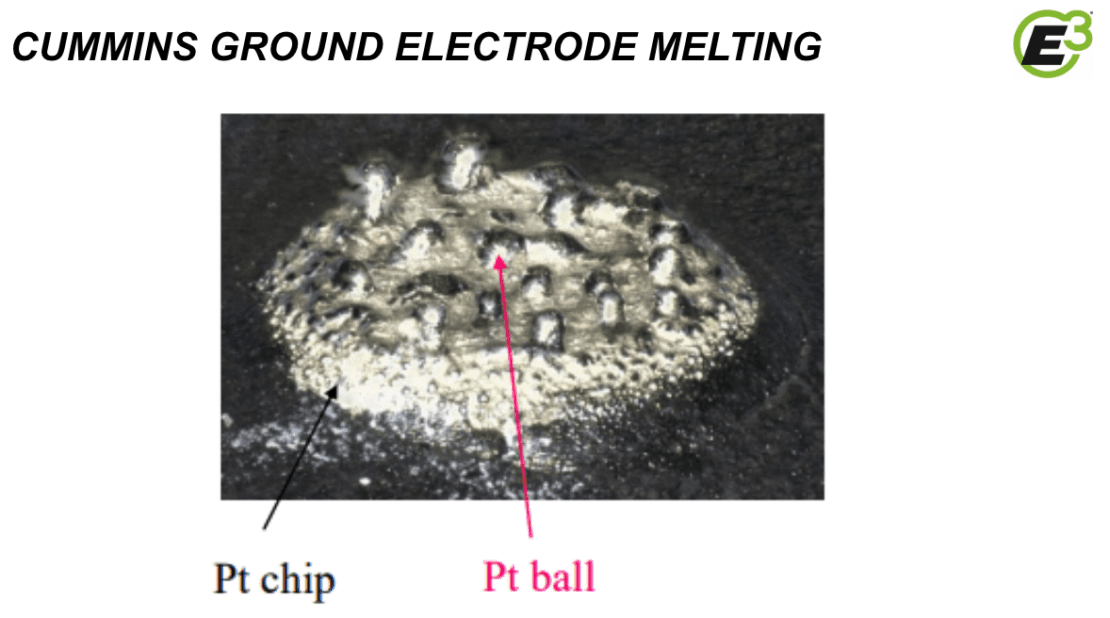 Cummins Ground Electrode Melting