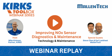 Webinar replay on NOx sensor diagnostics and maintenance featuring experts Mike Kirkman, Steve Chen, and Earl Lankheet.